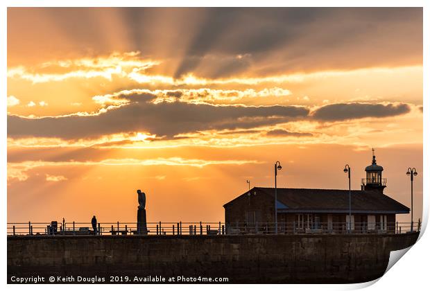 Stone Jetty Sunset at Morecambe Print by Keith Douglas