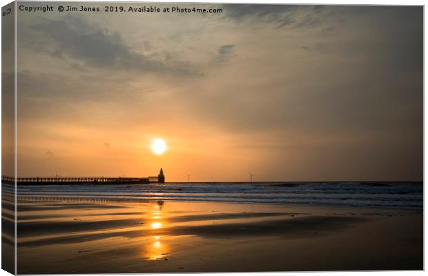 Sunrise over the North Sea at Blyth in Northumberl Canvas Print by Jim Jones