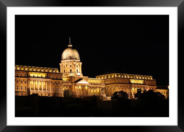 Budapest royal castle by night Framed Mounted Print by goce risteski
