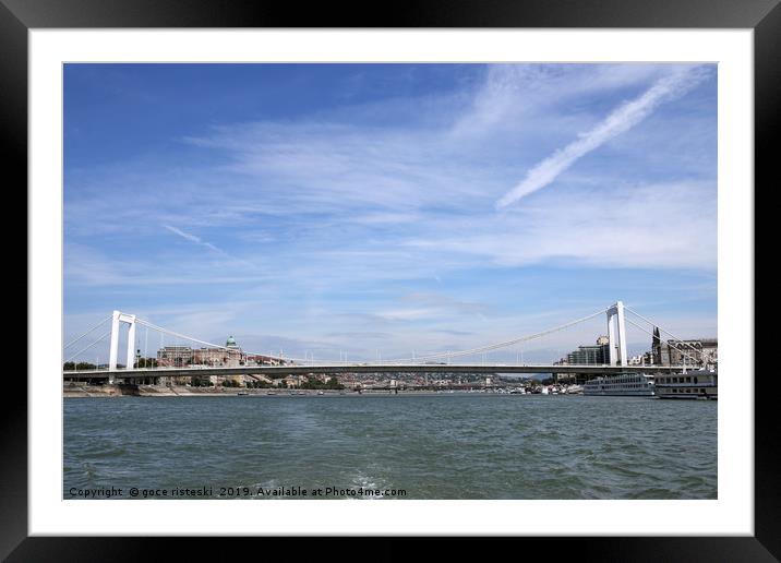 Elisabeth bridge over Danube river Budapest Framed Mounted Print by goce risteski