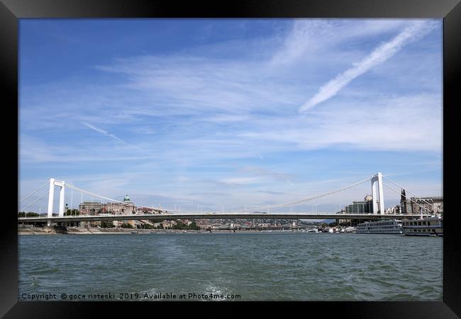 Elisabeth bridge over Danube river Budapest Framed Print by goce risteski