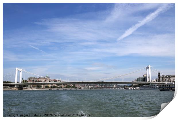 Elisabeth bridge over Danube river Budapest Print by goce risteski