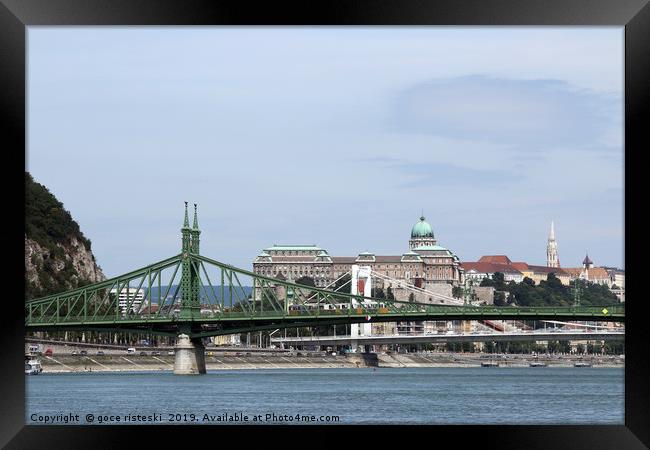 Liberty bridge over Danube river Budapest Framed Print by goce risteski