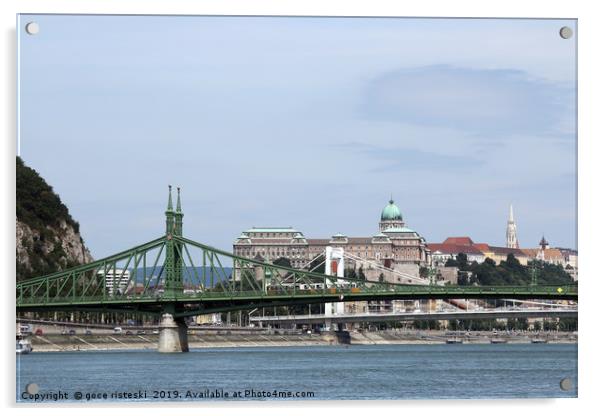 Liberty bridge over Danube river Budapest Acrylic by goce risteski