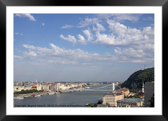 Gellert hill and Elisabeth bridge Budapest citysca Framed Mounted Print by goce risteski