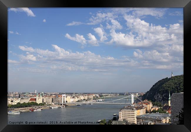 Gellert hill and Elisabeth bridge Budapest citysca Framed Print by goce risteski