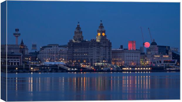 Moonrise over Liverpool Canvas Print by Stephen Conway