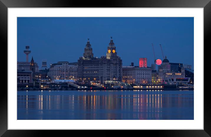 Moonrise over Liverpool Framed Mounted Print by Stephen Conway