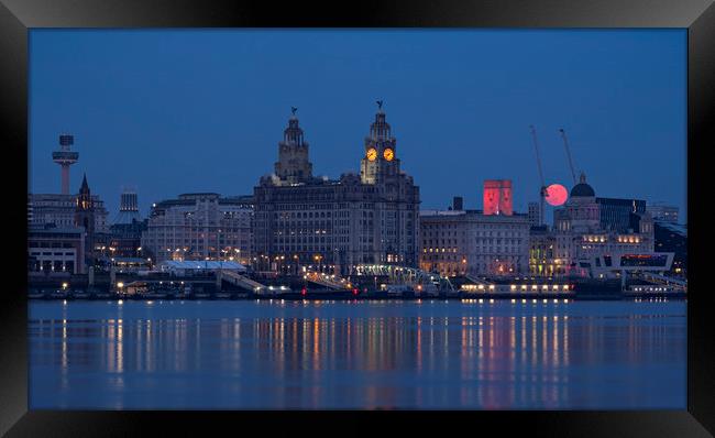 Moonrise over Liverpool Framed Print by Stephen Conway