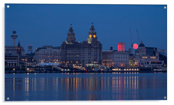 Moonrise over Liverpool Acrylic by Stephen Conway