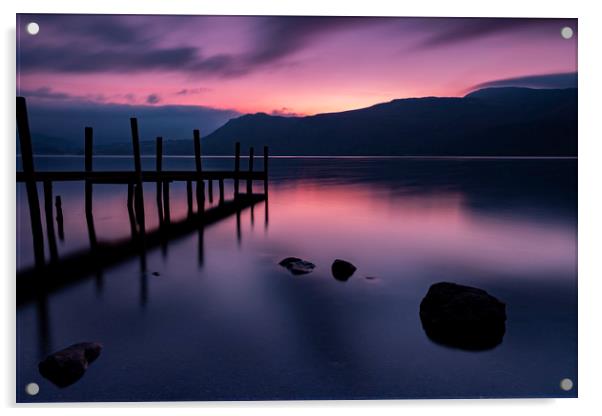 Derwent Water Dawn Acrylic by Stephen Conway