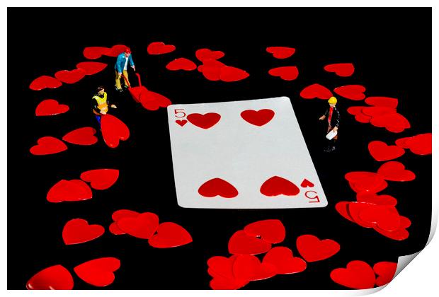 Five Of Hearts Print by Steve Purnell