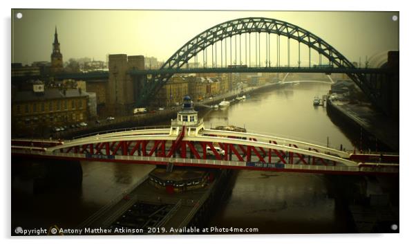 Newcastle Bridge Acrylic by Antony Atkinson