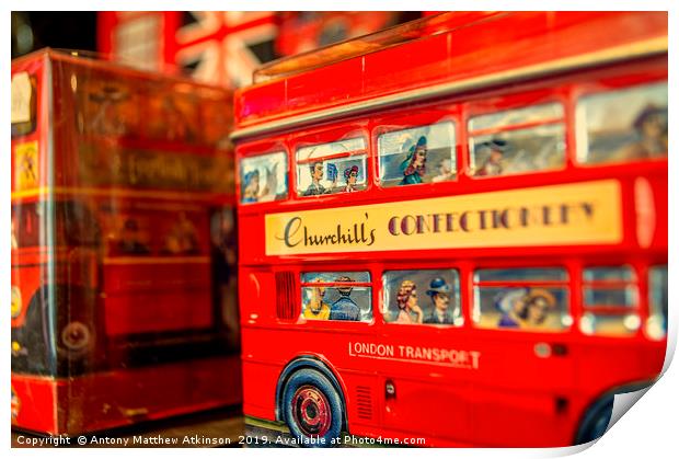 London Bus sweet shop Print by Antony Atkinson