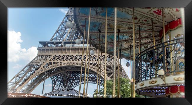 The Eiffel Tower Carousel Framed Print by Antony Atkinson