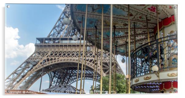 The Eiffel Tower Carousel Acrylic by Antony Atkinson