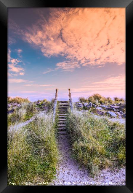 Stairway To Heaven -Majestic Findhorn Beach Sunset Framed Print by Tylie Duff Photo Art