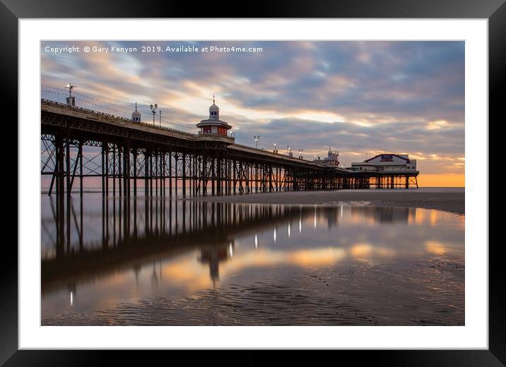 Sunset on the beach at Blackpool by North Pier Framed Mounted Print by Gary Kenyon