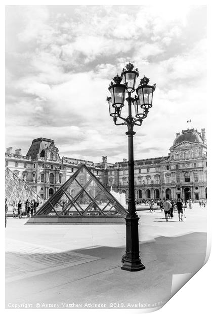 Louvre Museum in Black and White Print by Antony Atkinson