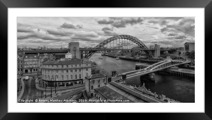 Newcastle Tyne Bridge Framed Mounted Print by Antony Atkinson