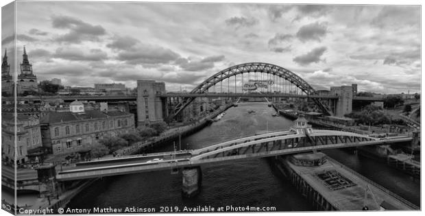 Newcastle in Black and White Canvas Print by Antony Atkinson