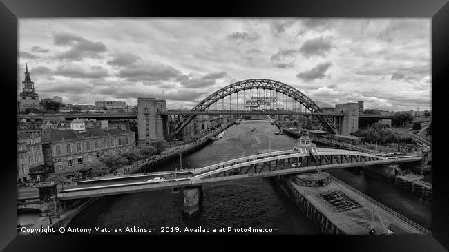 Newcastle in Black and White Framed Print by Antony Atkinson