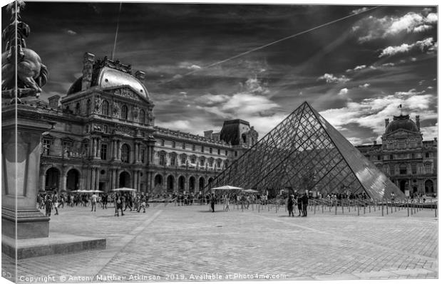 The Louvre in Black and White Canvas Print by Antony Atkinson