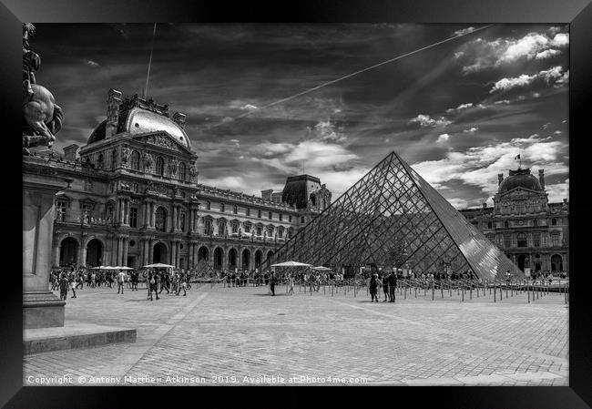 The Louvre in Black and White Framed Print by Antony Atkinson