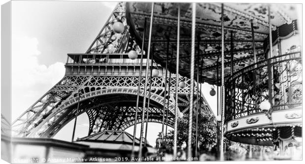 Eiffel Tower in Black and White Canvas Print by Antony Atkinson