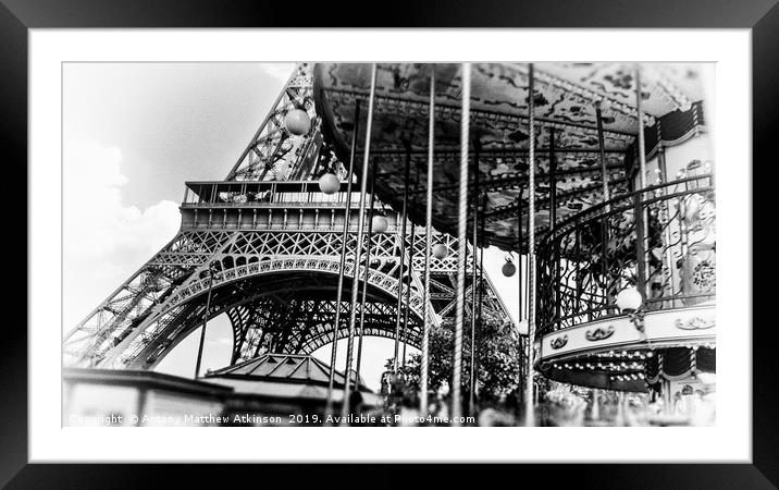 Eiffel Tower in Black and White Framed Mounted Print by Antony Atkinson