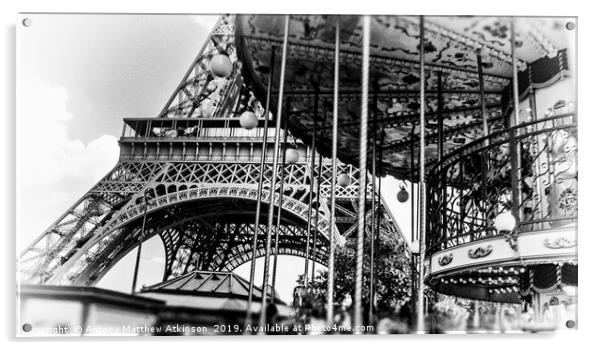 Eiffel Tower in Black and White Acrylic by Antony Atkinson