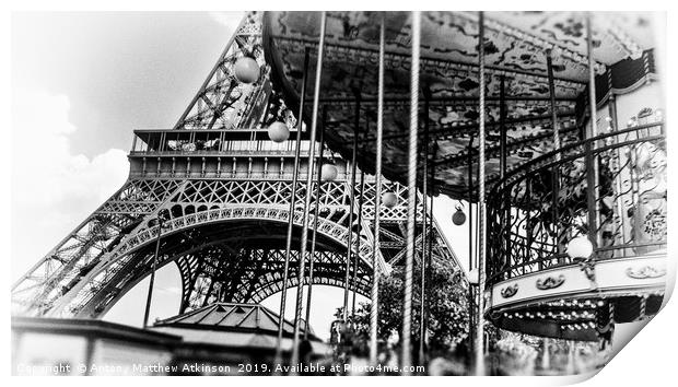Eiffel Tower in Black and White Print by Antony Atkinson