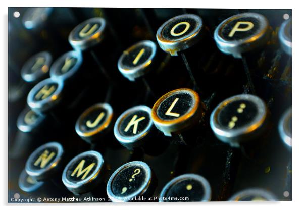 Old Typewriter Acrylic by Antony Atkinson