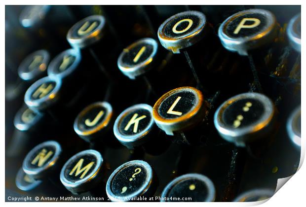 Old Typewriter Print by Antony Atkinson