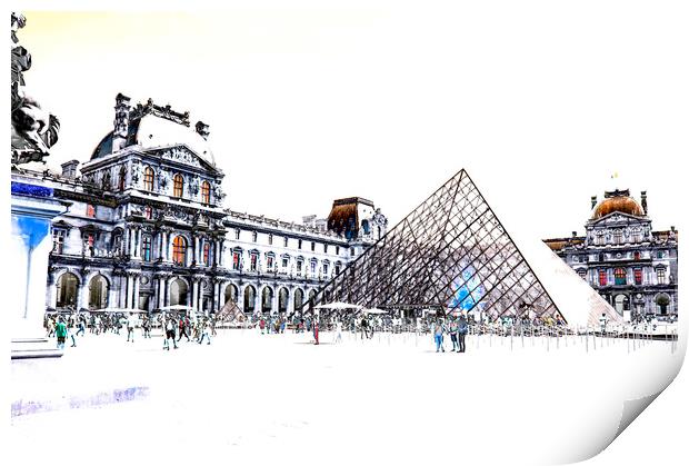 Louvre Art Gallery in Paris Print by Antony Atkinson