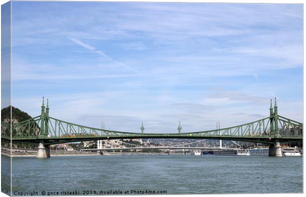 Liberty bridge on Danube river Budapest Canvas Print by goce risteski