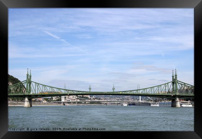 Liberty bridge on Danube river Budapest Framed Print by goce risteski