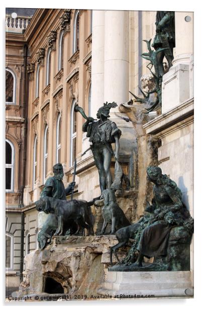 Buda castle Matthias fountain Hungary Acrylic by goce risteski