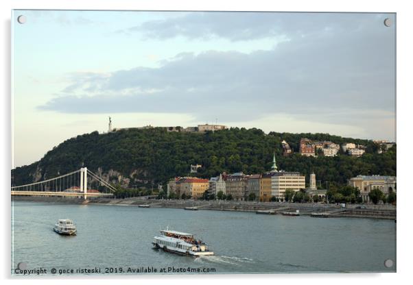 Gellert hill on Danube river Budapest cityscape Acrylic by goce risteski