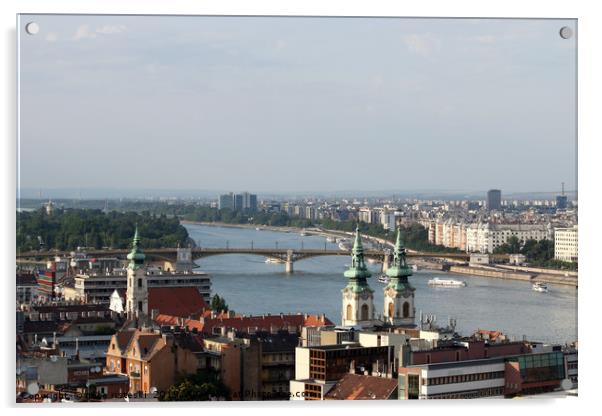 Margit bridge on Danube river Budapest Acrylic by goce risteski
