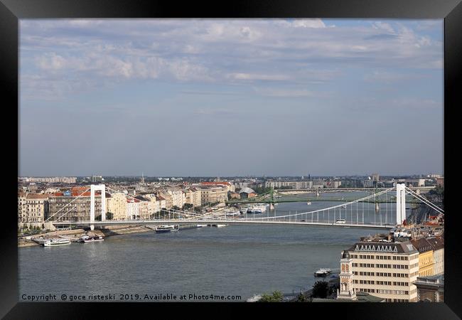 Budapest bridges on Danube river cityscape Framed Print by goce risteski