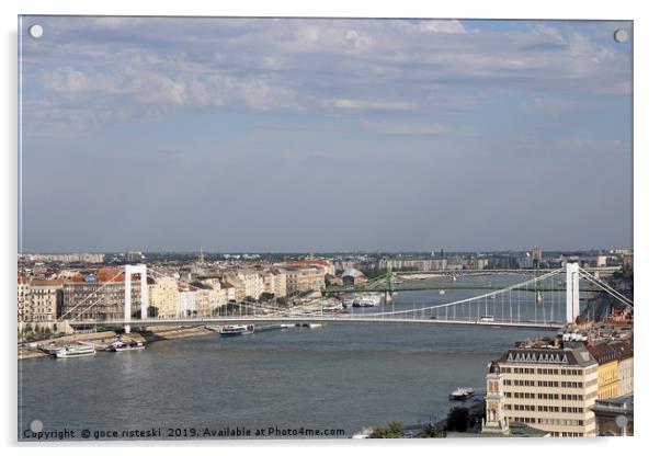 Budapest bridges on Danube river cityscape Acrylic by goce risteski