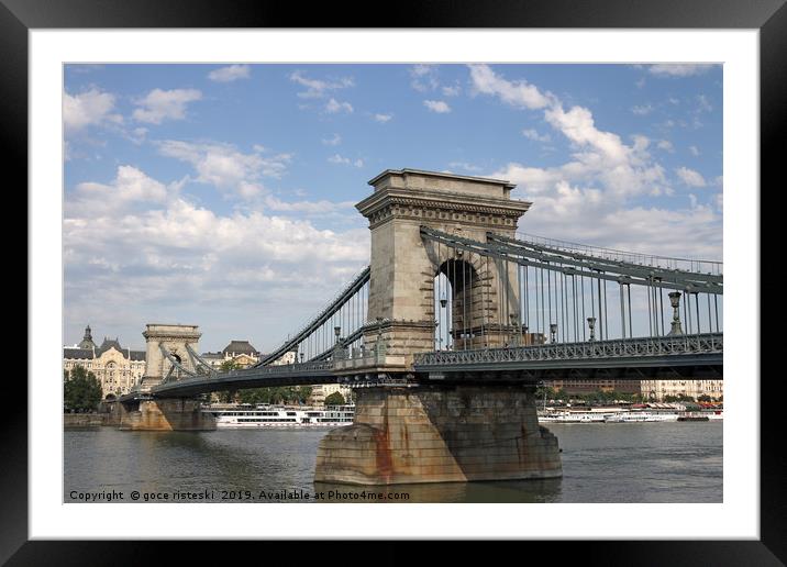 Chain bridge on Danube river Budapest Framed Mounted Print by goce risteski