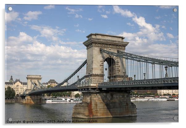Chain bridge on Danube river Budapest Acrylic by goce risteski