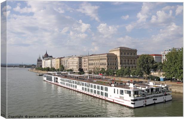 river cruiser ship on Danube river Budapest Canvas Print by goce risteski