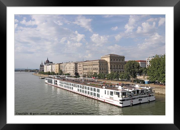 river cruiser ship on Danube river Budapest Framed Mounted Print by goce risteski