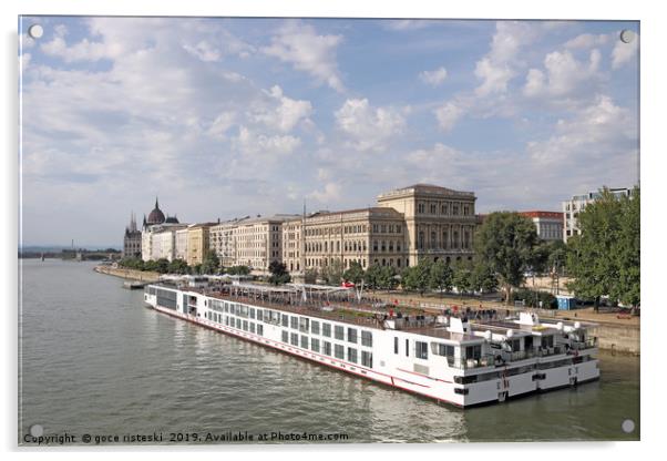 river cruiser ship on Danube river Budapest Acrylic by goce risteski