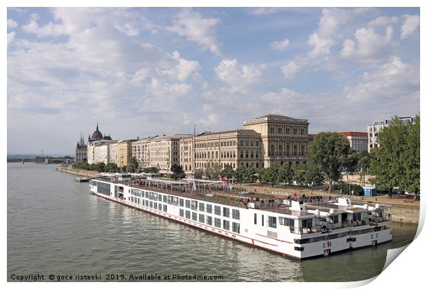 river cruiser ship on Danube river Budapest Print by goce risteski