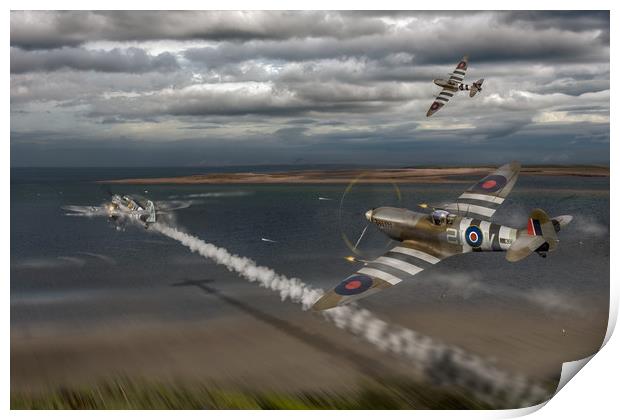 Normandy Spitfire attack Print by Gary Eason