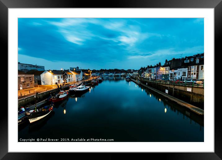 Weymouth Harbour on a Cloudy Morning Framed Mounted Print by Paul Brewer